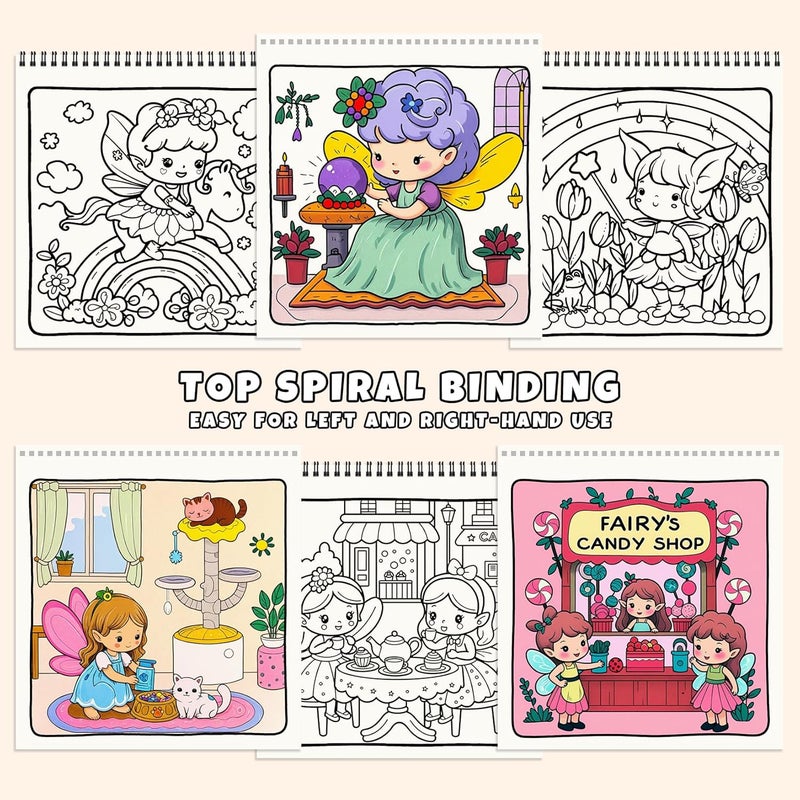 FunLavie 2 Pack Cozy Coloring Books for Adult Relaxation - 64 Pages Comfy City & Flower Fairy Scenes for Adult Stress Relief & Relieve Anxiety, Mindfulness Gift for Women, Spiral Bound – by - Image 4